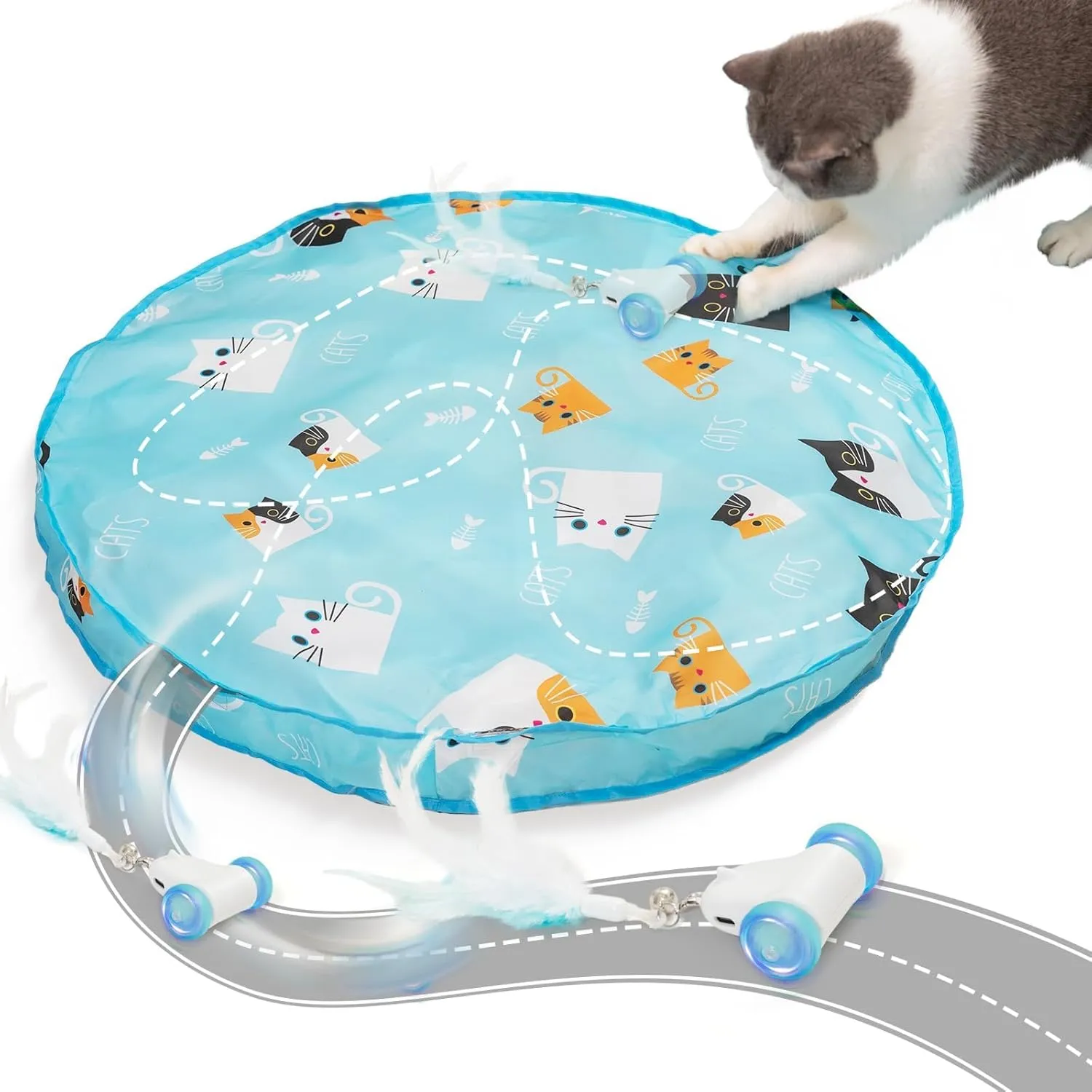 2-in-1 Interactive Cat Toys: Motion-Activated Hide & Seek Mat for Indoor Adult Cats