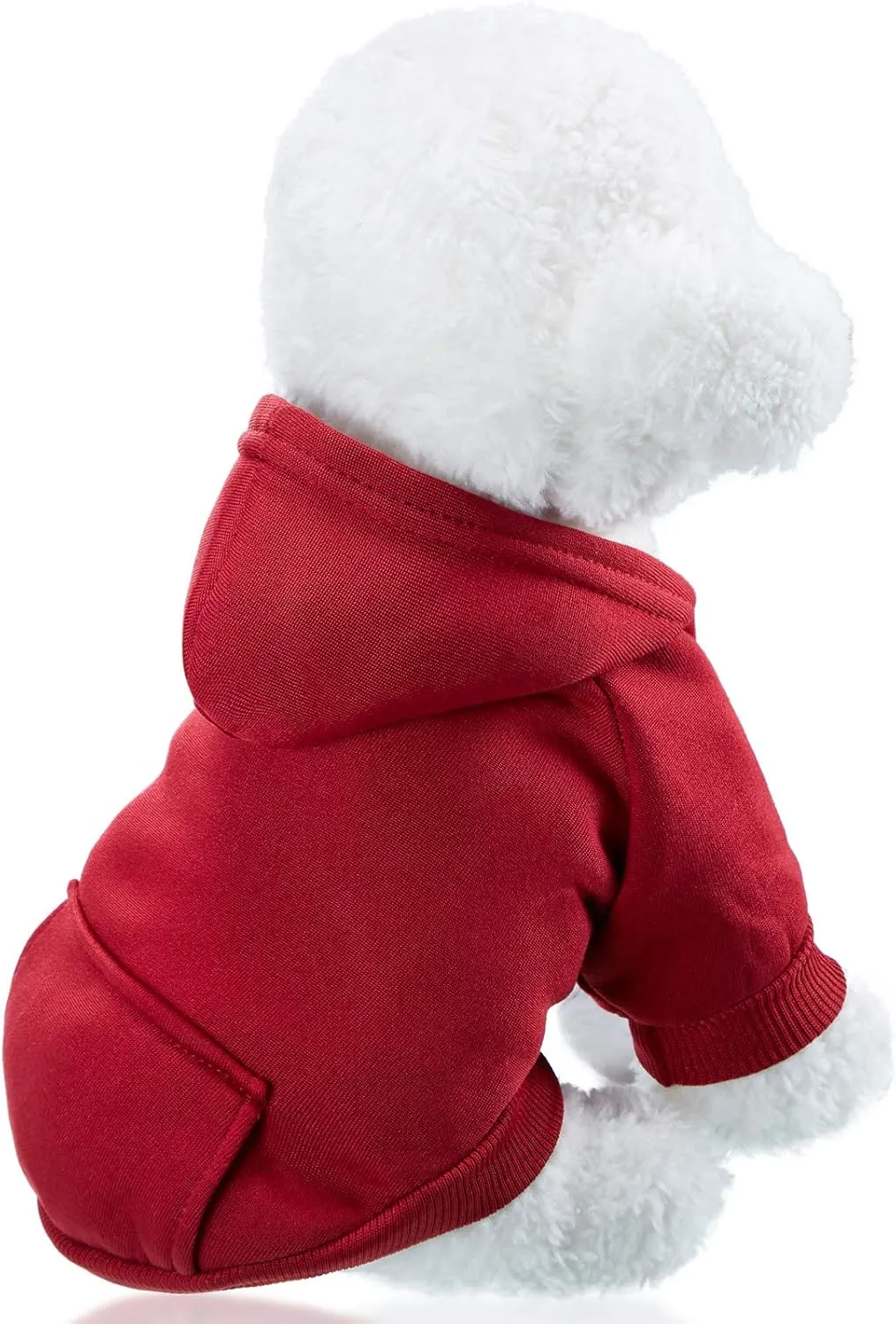 2 Pieces Winter Dog Hoodie Warm Small Dog Sweatshirts with Pocket Cotton Coat for Chihuahua Clothes Puppy Costume(S,Dark Blue, Wine Red)