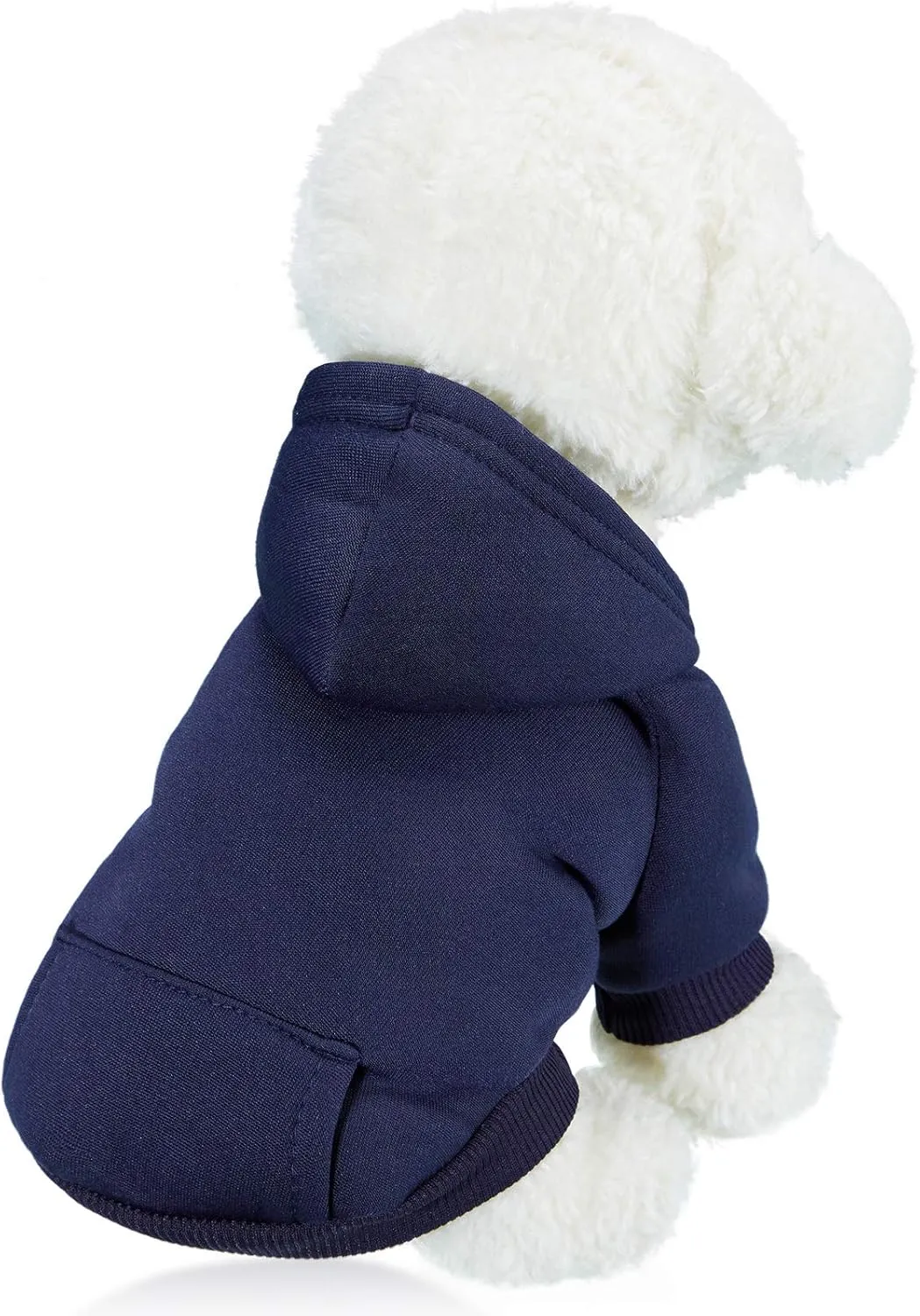 2 Pieces Winter Dog Hoodie Warm Small Dog Sweatshirts with Pocket Cotton Coat for Chihuahua Clothes Puppy Costume(S,Dark Blue, Wine Red)