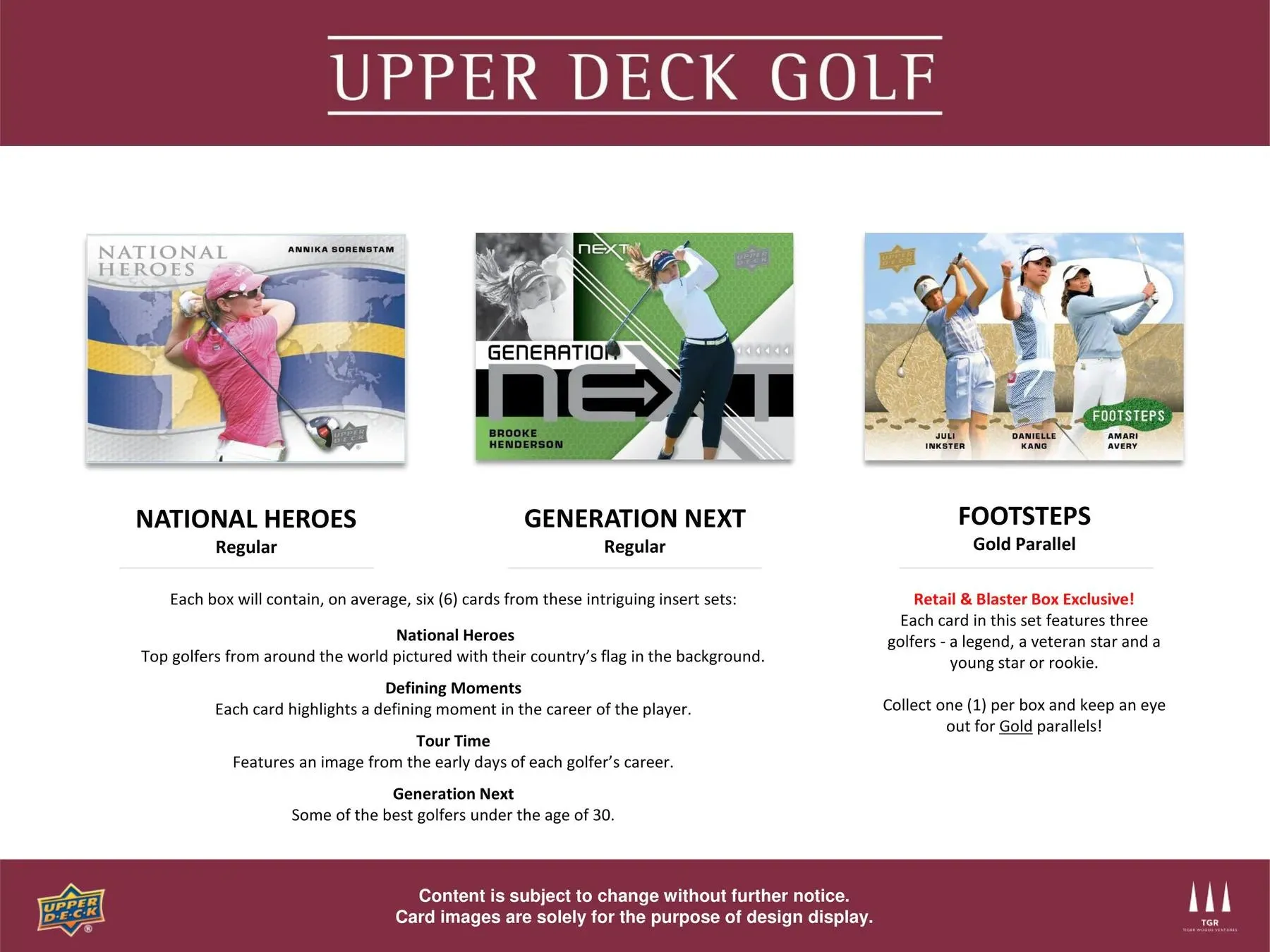 2024 Upper Deck Golf 6-Pack Blaster Box 6 Packs per Box, 8 Cards per Pack