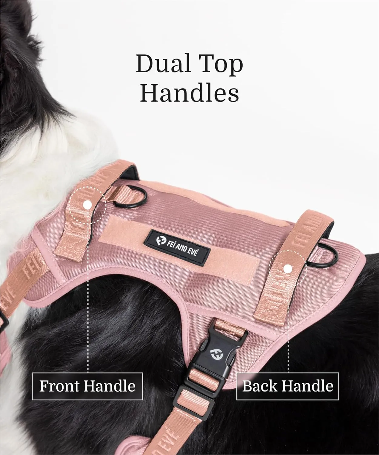 2025 New Edition, Fei & Eve Classic Dog Harness - Quick-Release Buckles | 3-Point No-Pull Control | Heavy-Duty 900D Nylon | Dual Safety Handles | Breathable Mesh | Adjustable Fit | Small,Pink