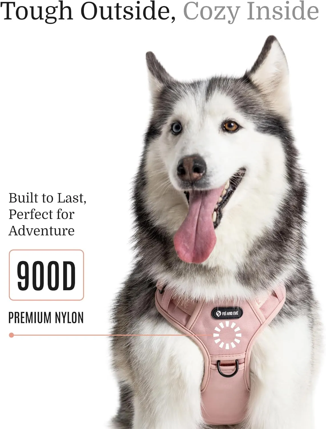 2025 New Edition, Fei & Eve Classic Dog Harness - Quick-Release Buckles | 3-Point No-Pull Control | Heavy-Duty 900D Nylon | Dual Safety Handles | Breathable Mesh | Adjustable Fit | Small,Pink