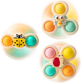 3PCS Suction Cup Spinner Toys for 1 2 Year Old Boys Spinning Toys Baby Toys 12-18 Months Sensory Toys for Toddlers 1-3 First Birthday Baby Gifts for 1 Year Old Girls