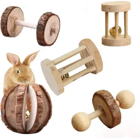 5 Pcs Hamster Chew Toys,Vankcp Natural Wooden Chew Toys Pets Teeth Care Molar Ball for Small Animals Cat Rabbits Rat Guinea Pig (5P)