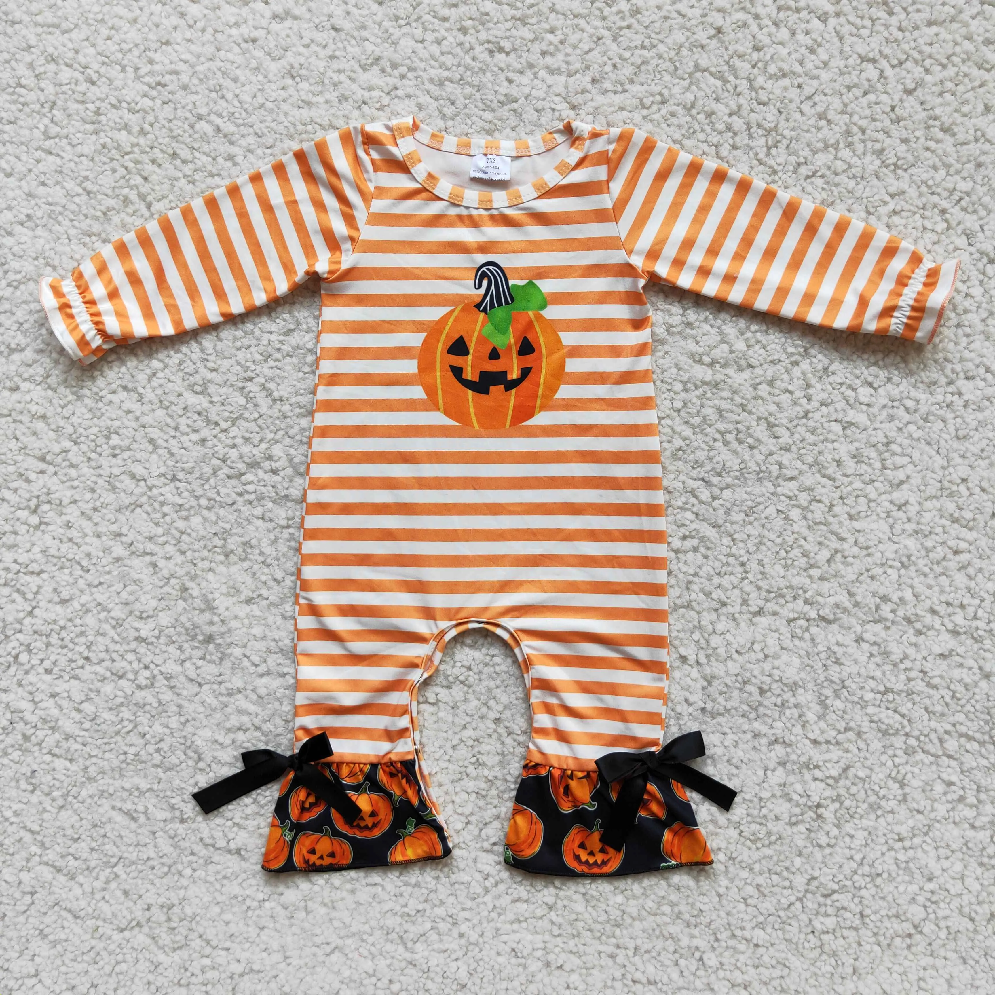 6 A13-2 girl halloween pumpkin winter romper-promotion 2023.9.16