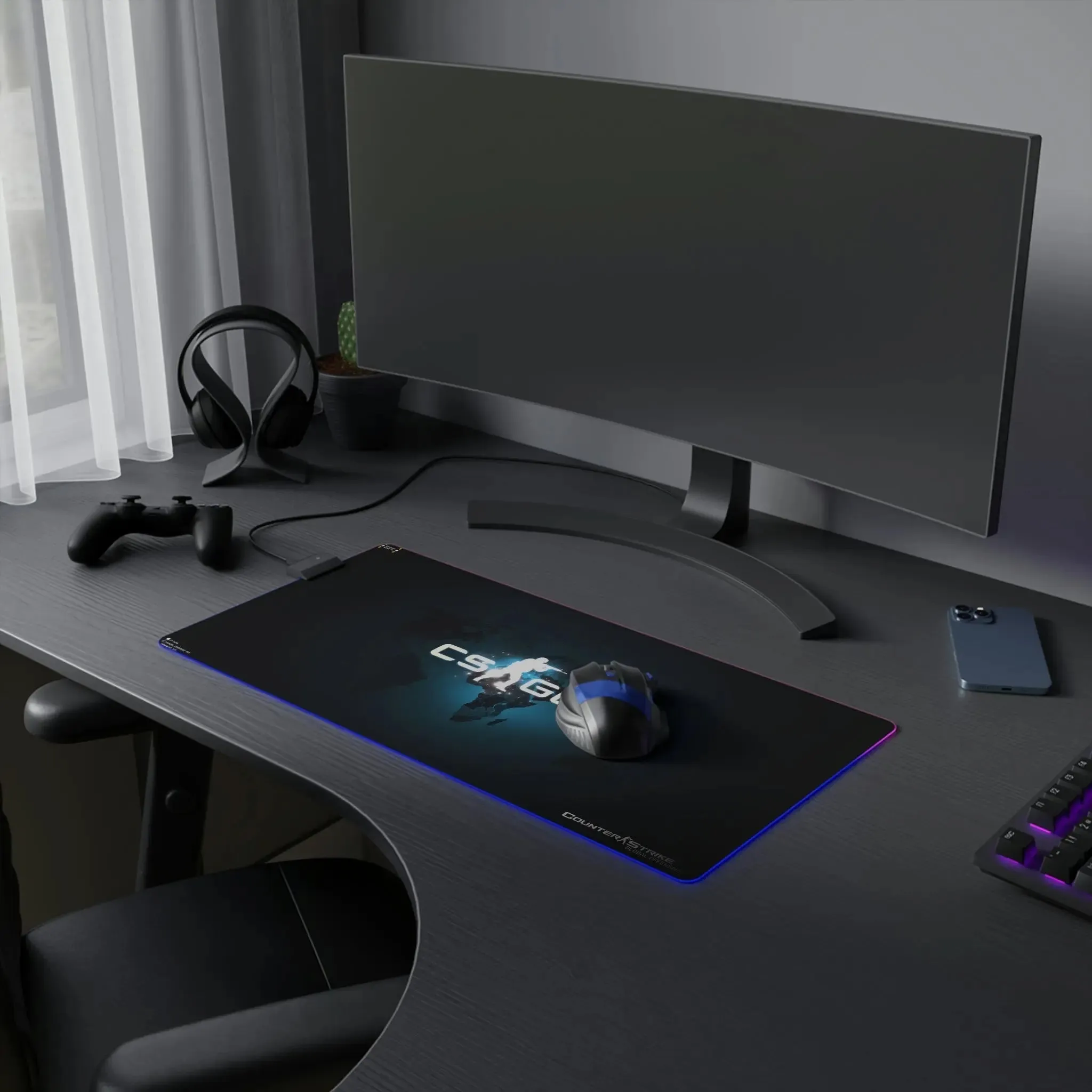 Aurora Glide: LED-Lit Gaming Desk Pad