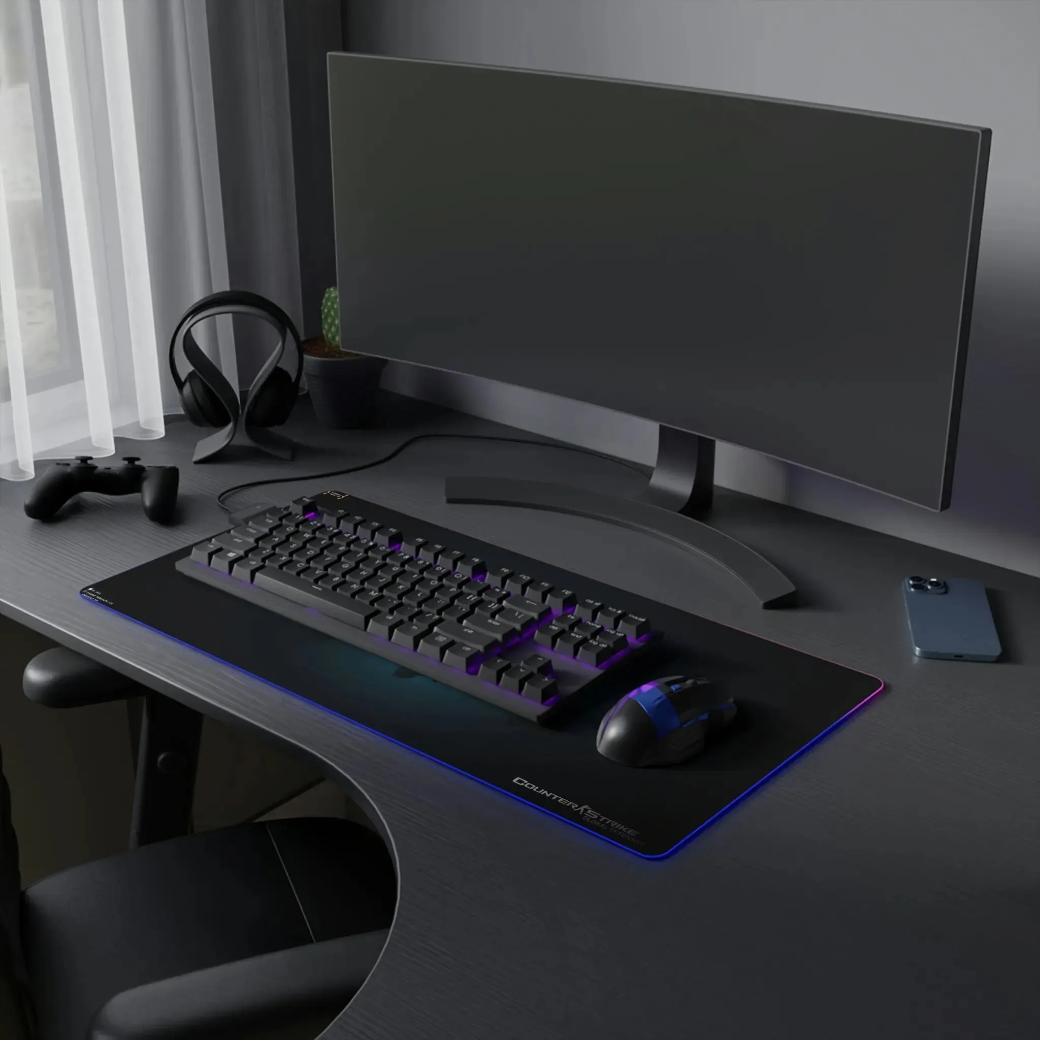 Aurora Glide: LED-Lit Gaming Desk Pad