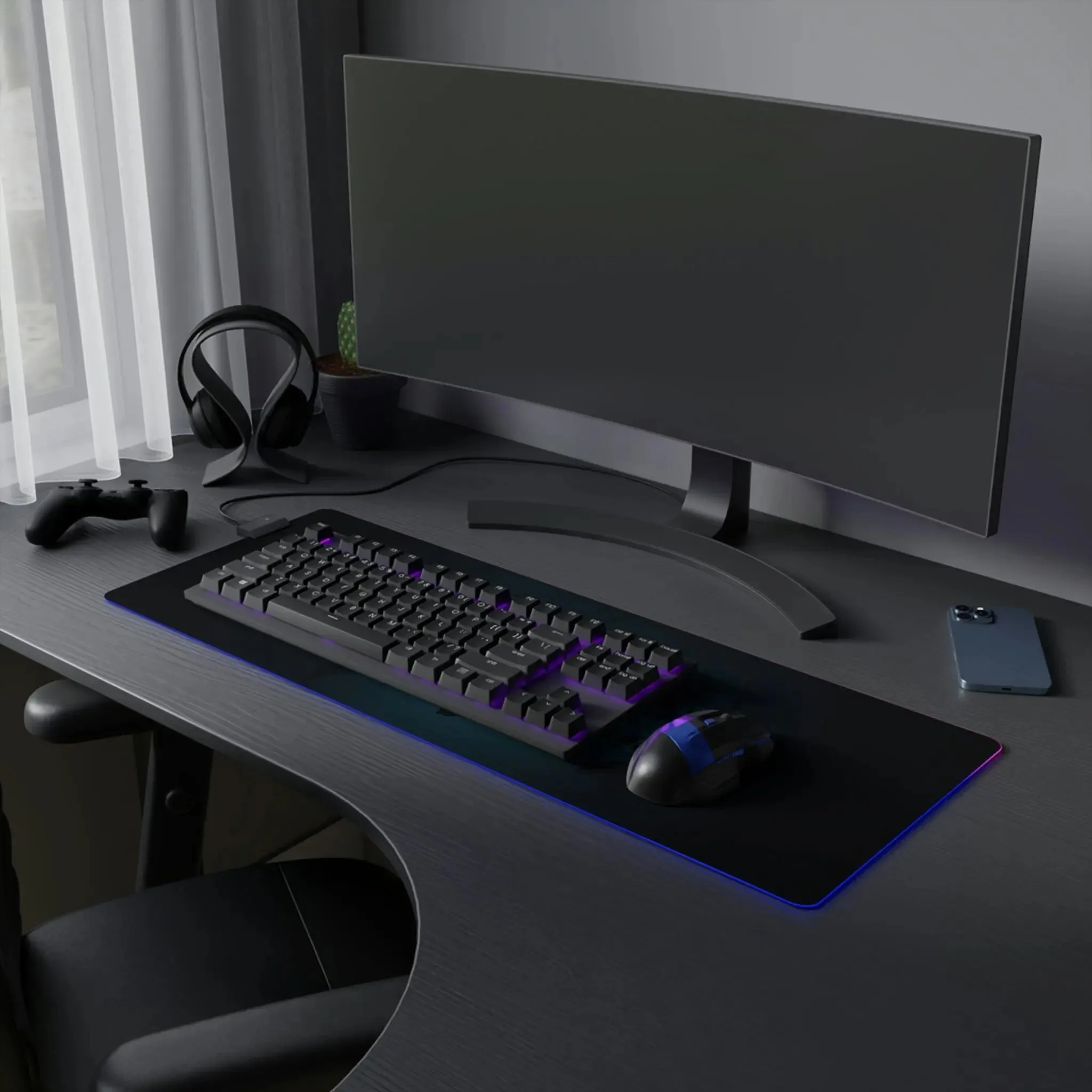 Aurora Glide: LED-Lit Gaming Desk Pad