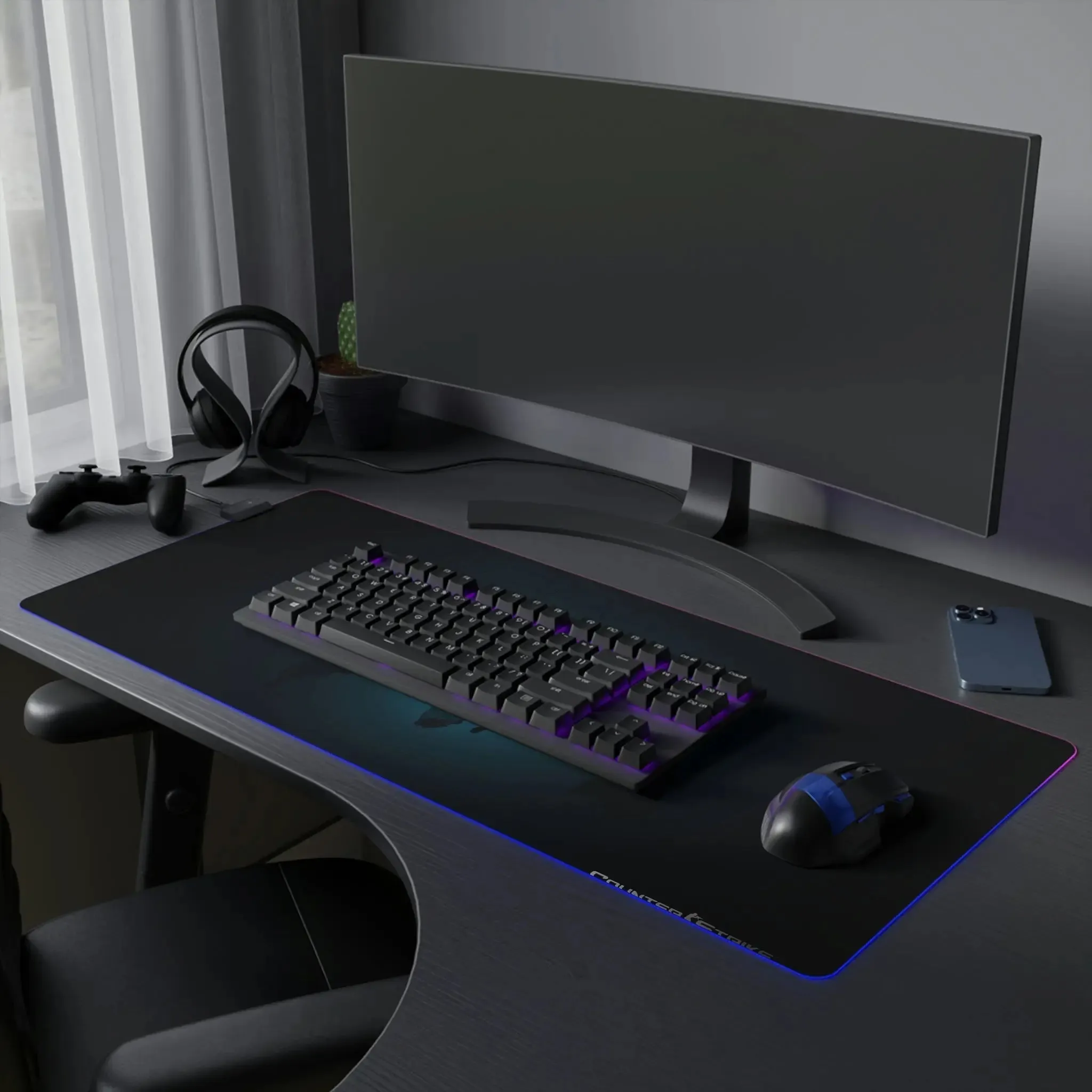 Aurora Glide: LED-Lit Gaming Desk Pad