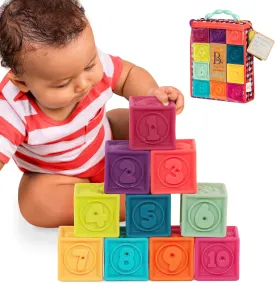 B. toys- B. baby  Baby Blocks  Stacking & Building Toys For Babies  10 Soft Blocks With Numbers, Shapes, Animals  Educational & Developmental  6 Months    One Two Squeeze
