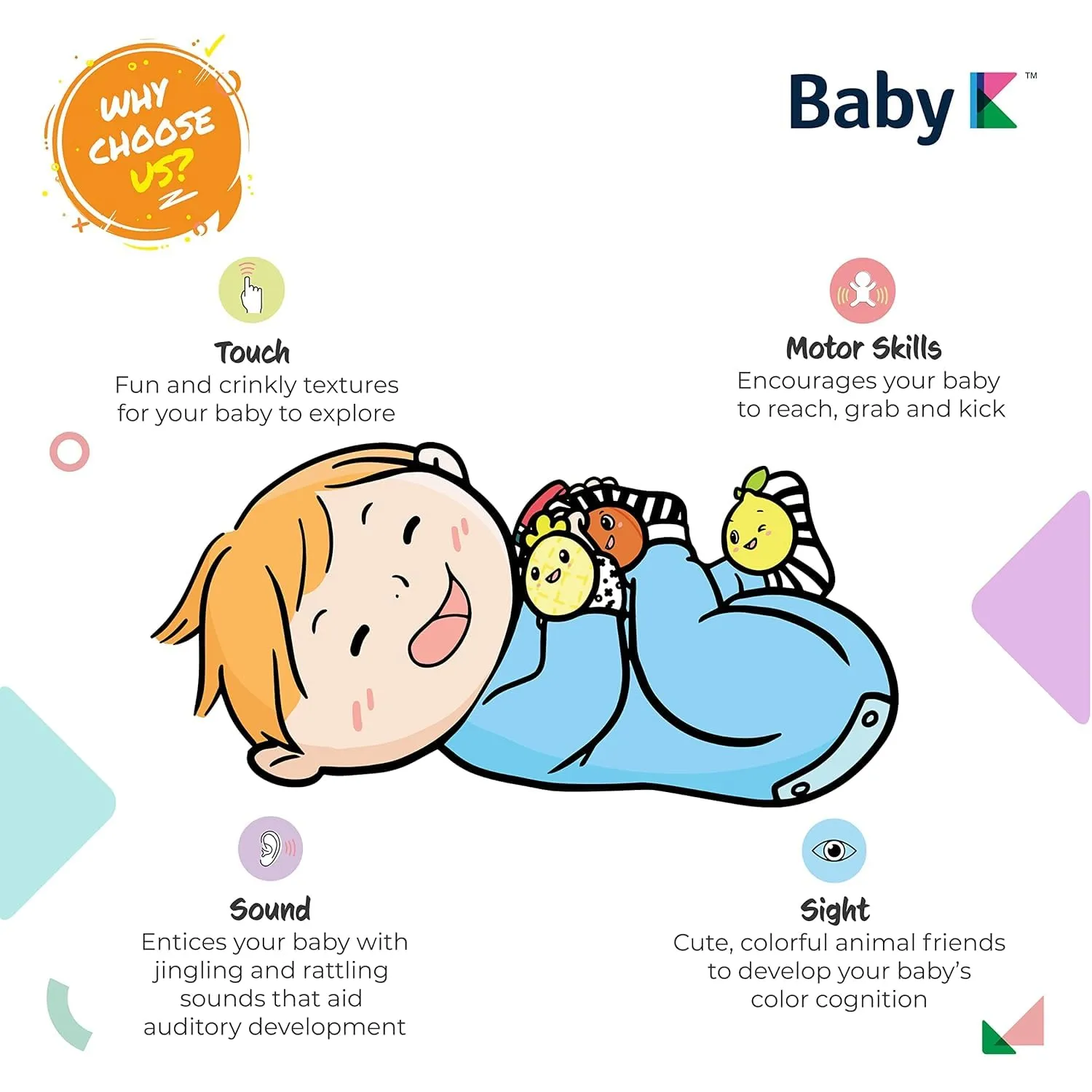 BABY K Strawberry Rattle Socks, Wrist and Hand Rattles - Newborn Toys for Baby Boy or Girl - Brain Development Infant Toy - Suitable for 3-6, 6-12 Months