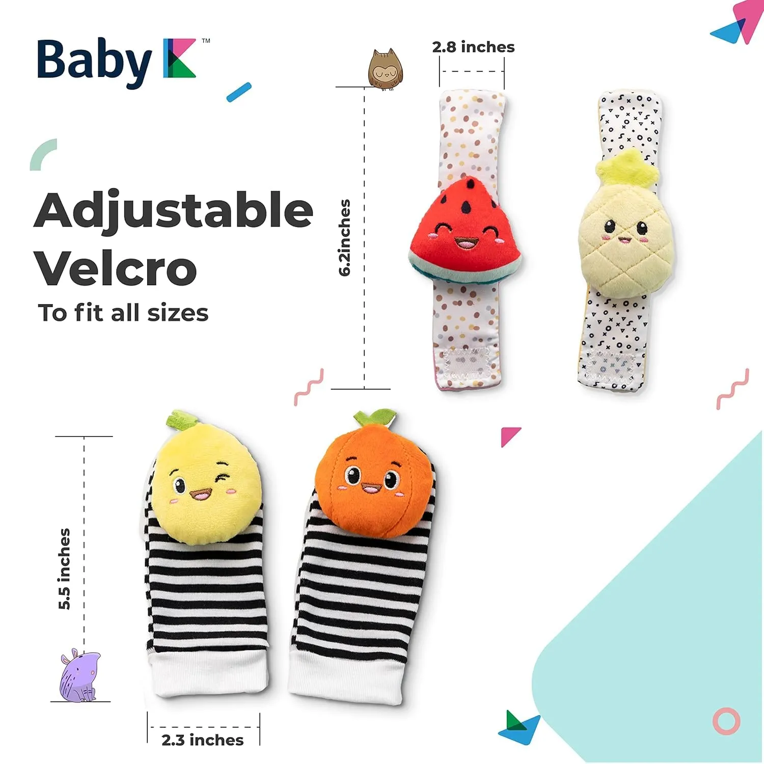 BABY K Strawberry Rattle Socks, Wrist and Hand Rattles - Newborn Toys for Baby Boy or Girl - Brain Development Infant Toy - Suitable for 3-6, 6-12 Months