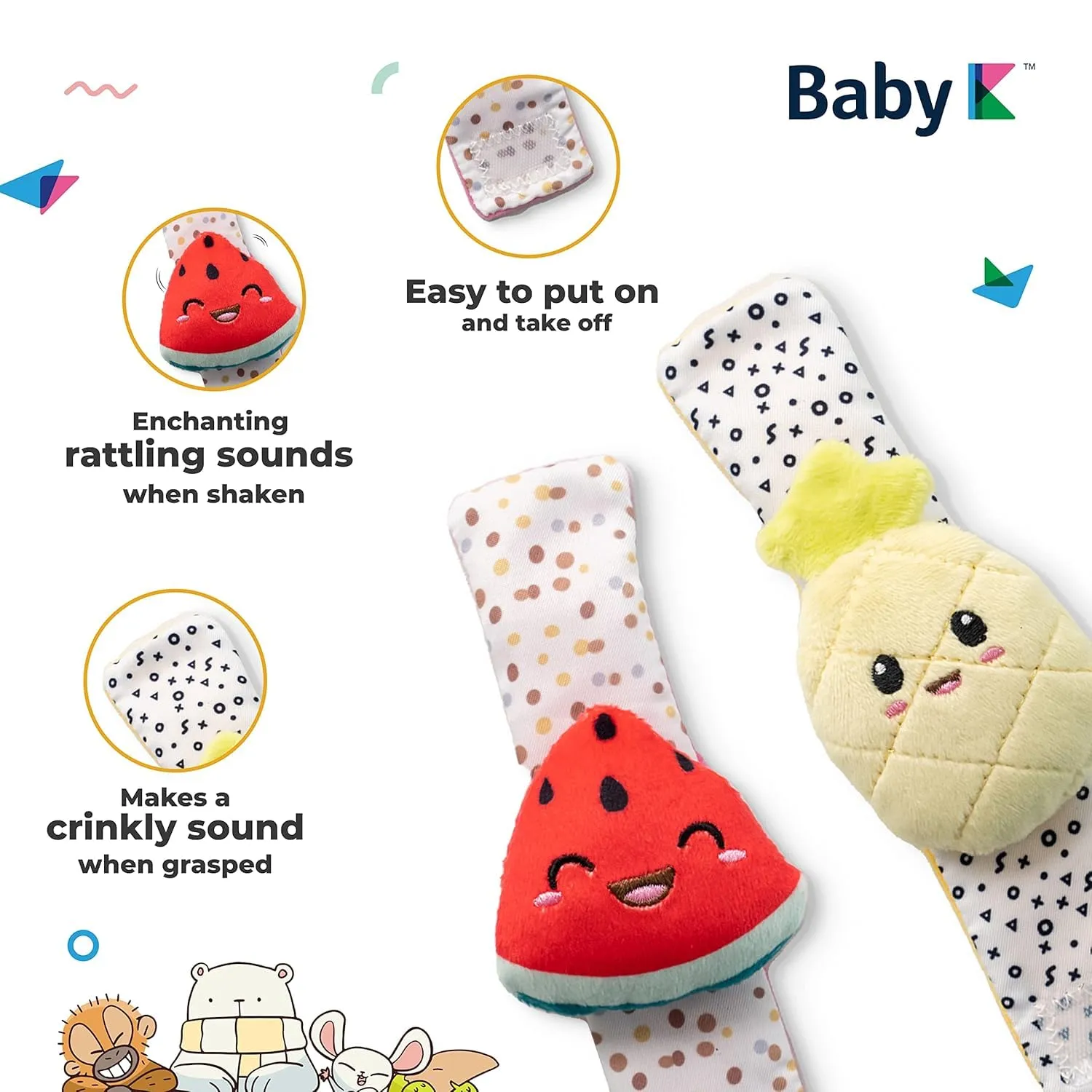 BABY K Strawberry Rattle Socks, Wrist and Hand Rattles - Newborn Toys for Baby Boy or Girl - Brain Development Infant Toy - Suitable for 3-6, 6-12 Months