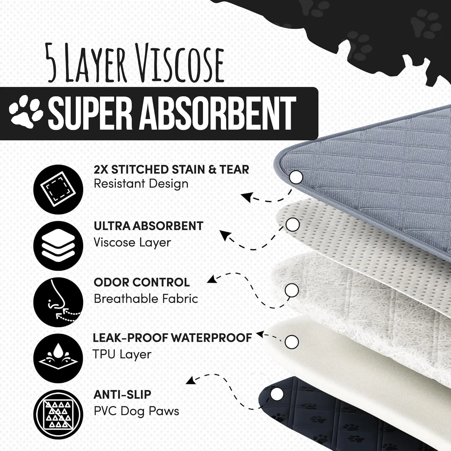 Bulldogology Premium Washable Pee Pads for Dogs, Reusable Puppy Pads, Waterproof Dog Mat, Dog Training Pads (24x24) 4-Pack