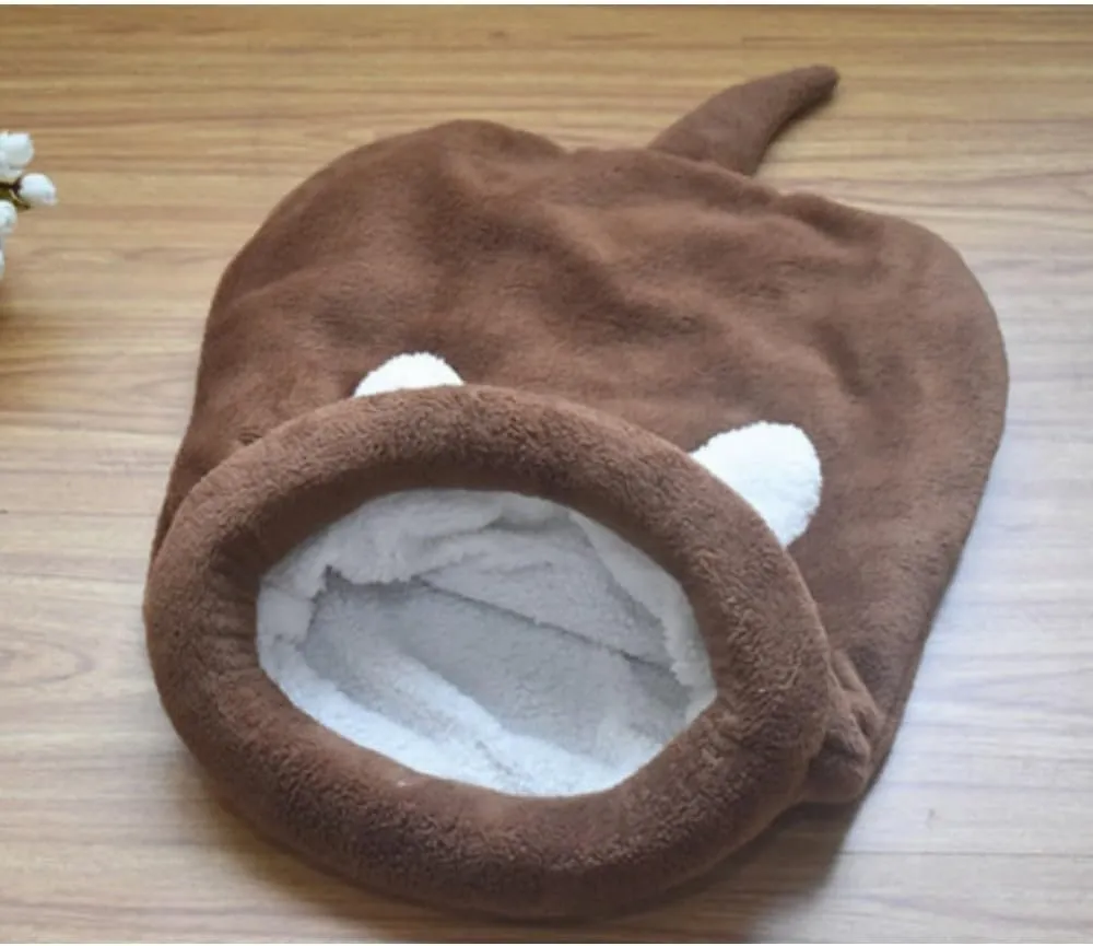 Cat Beds Cave for Indoor Cats for Small Dogs, Washable Sleeping Bag Calming, Soft Fluffy Self-Warming and Cozy Anti-Anxiety Cuddler (25 x 21 inch, Brown)