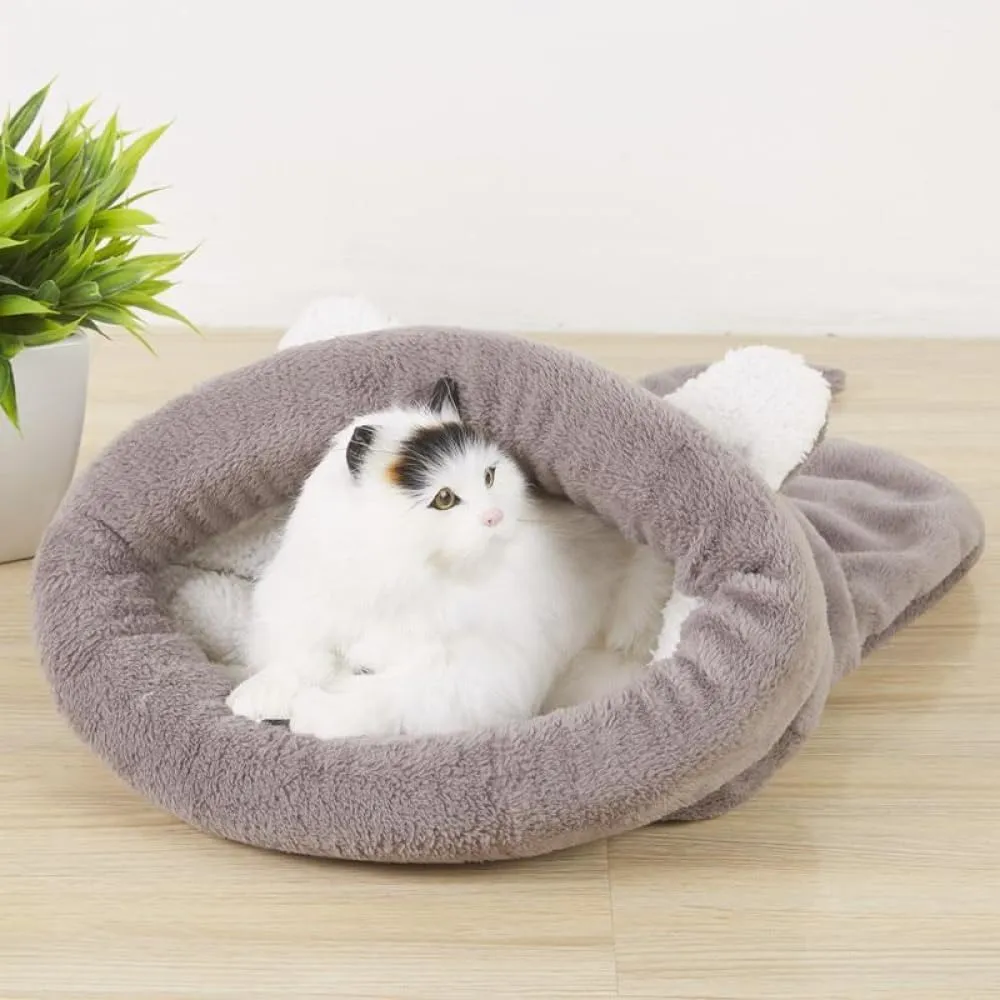 Cat Beds Cave for Indoor Cats for Small Dogs, Washable Sleeping Bag Calming, Soft Fluffy Self-Warming and Cozy Anti-Anxiety Cuddler (25 x 21 inch, Brown)
