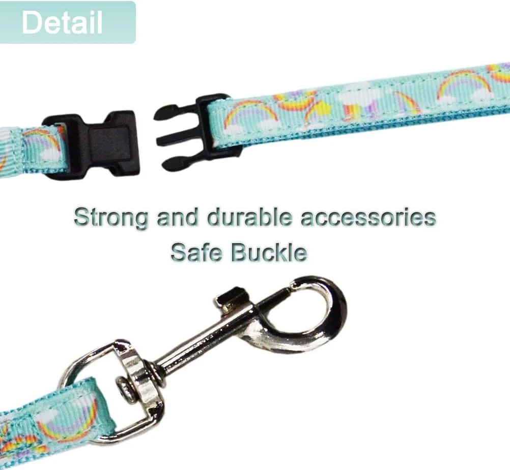 Cat Harness and Leash Set Escape Proof Soft Nylon Adjustable Kitten Vest Harness for Walking Small Medium Large Cats Rainbow Pattern Small