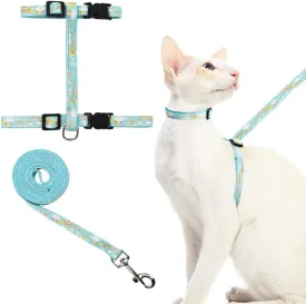 Cat Harness and Leash Set Escape Proof Soft Nylon Adjustable Kitten Vest Harness for Walking Small Medium Large Cats Rainbow Pattern Small