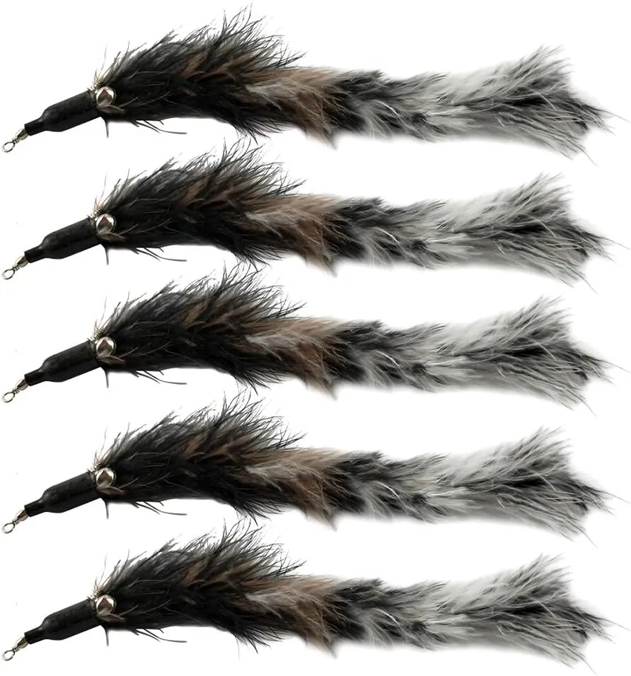 Cat Teaser Wand Replacement Heads 5 Pcs Feather Catchers Attractive Design Easy to Attach/Detach Interactive Pet Toys Random