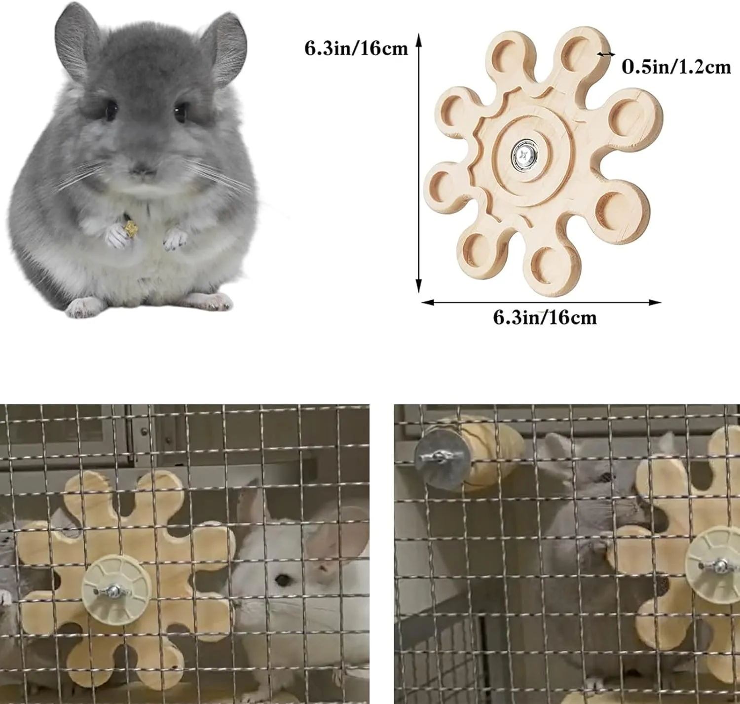 Chinchilla Chew Toys - Natural Wood Rotating Cage Accessories for Teeth Grinding | Interactive Hanging Exercise Toy with Safe Chew Design | Chinchilla Cage Toys for Playtime & Dental Health