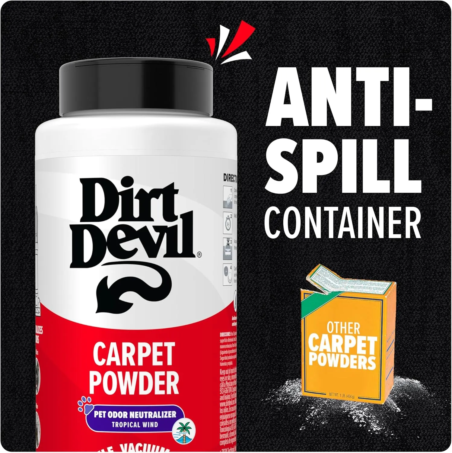 Dirt Devil Pet Carpet Powder, 32 oz, Room Refresher and Pet Odor Eliminator, Tropical Wind Scent, Vacuum Cleaner Safe, For Use on Carpets, Rugs, Upholstery and More, Carpet Freshener Powder for Home