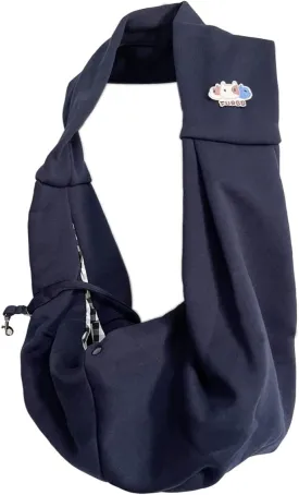 Dog Carrier Sling, Pet Sling Hands Free Sling Adjustable Padded Strap Tote Pet Bag Breathable Cotton Shoulder Bag Front Pocket Safety Belt Carrying Small Dog Kitty Puppy Machine Washable Blue
