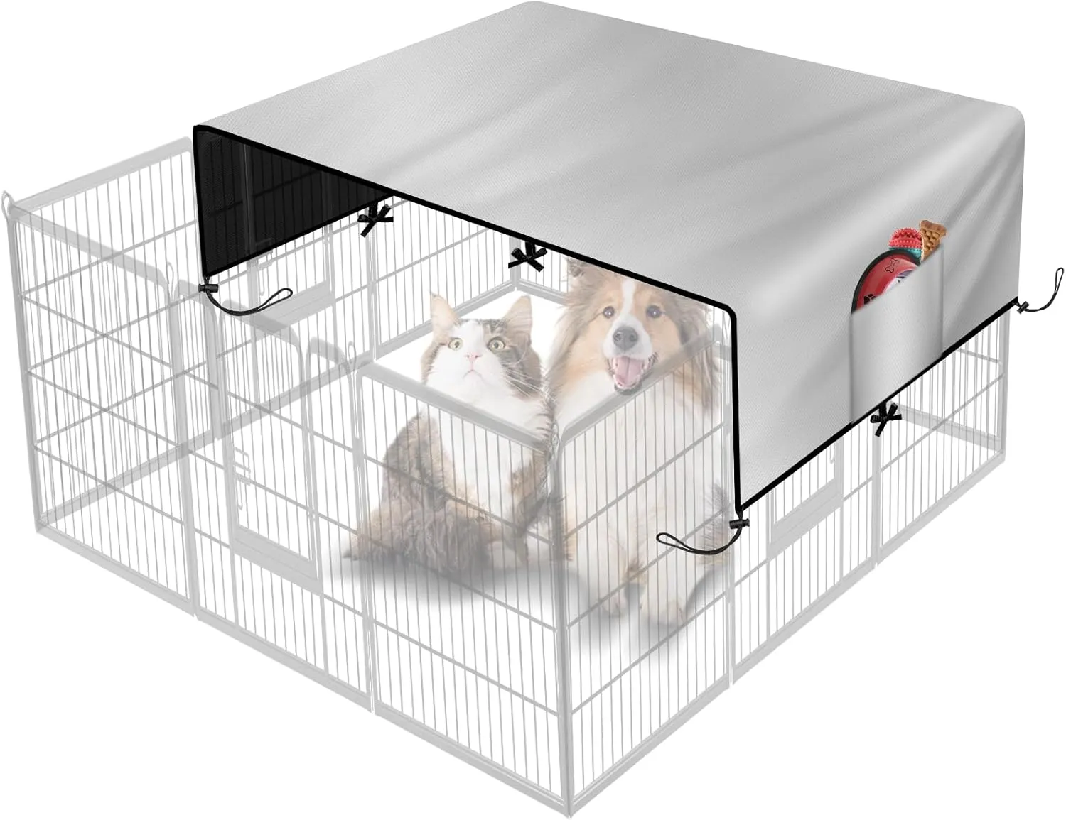 Dog Playpen Cover,Heavy Duty 600D Oxford Fabric with Sun/Rain Dog Play Pen Cover Top Sun Shade Specialized Fits for 24/32/40/45/50" Panels Dog Playpen.(Cover Only)