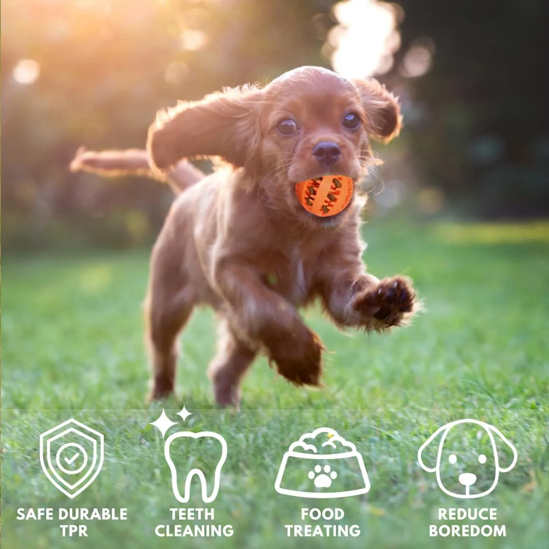 Dog Toys: Dog Ball x2 Small And Medium, Yellow & Orange - Treat Dispensing, Chewing, Mental Stimulation, Boredom Buster