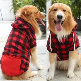 DOPI Big Dog Winter Coat Pet Plaid Hoodie Jacket Reversible Vest Cold Weather Dog Cat Clothes Pet Apparel for Medium Large Dogs Labrador Clothing (XX-Large,Red)