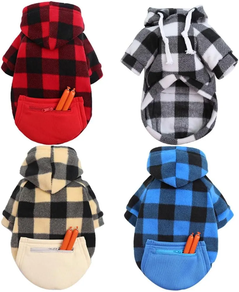 DOPI Big Dog Winter Coat Pet Plaid Hoodie Jacket Reversible Vest Cold Weather Dog Cat Clothes Pet Apparel for Medium Large Dogs Labrador Clothing (XX-Large,Red)
