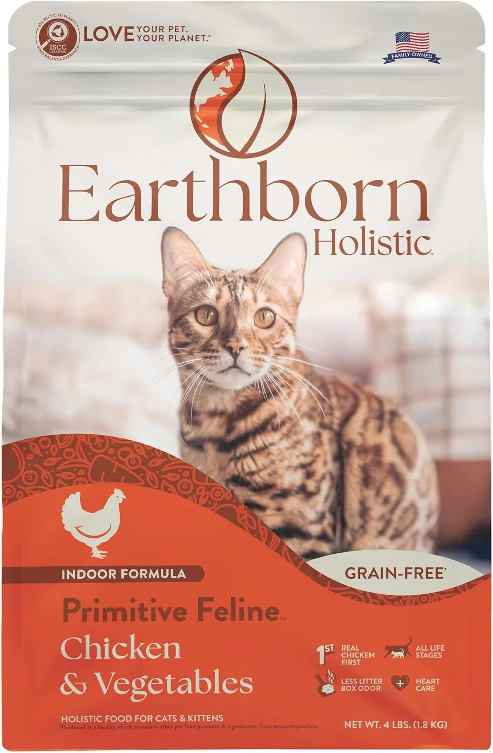 Earthborn Holistic Primitive Feline Grain-Free Dry Cat Food 4 Pound (Pack of 1)