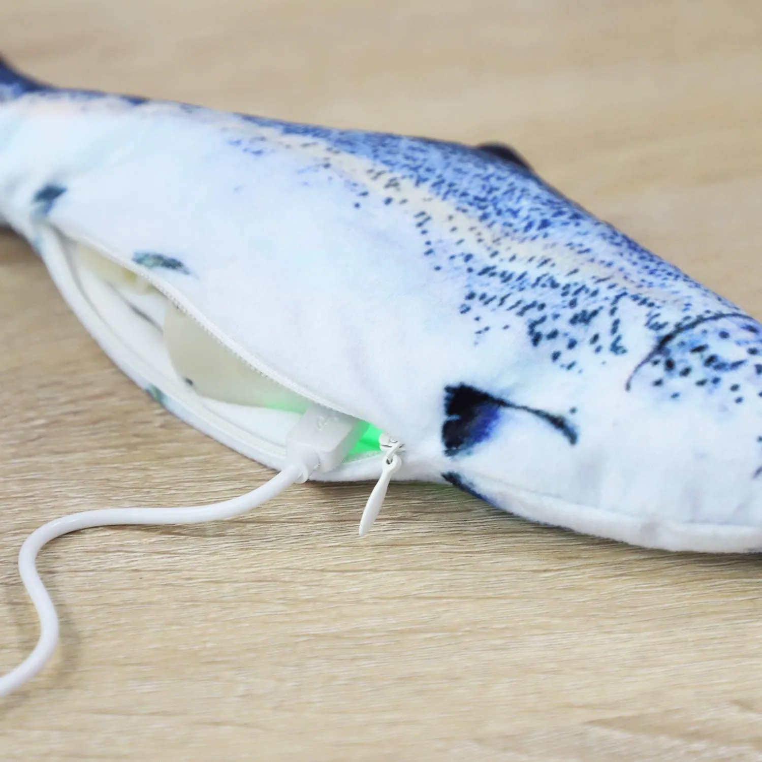 Electric Floppy Fish Dog Cat Toy USB Charged Moving Cat Kicker Fish Toy Moving Tail With Catnip Realistic Flopping Fish Pet Toy Plush Interactive Wiggle Fish Toy for Cats Small Dogs, Machine-Washable