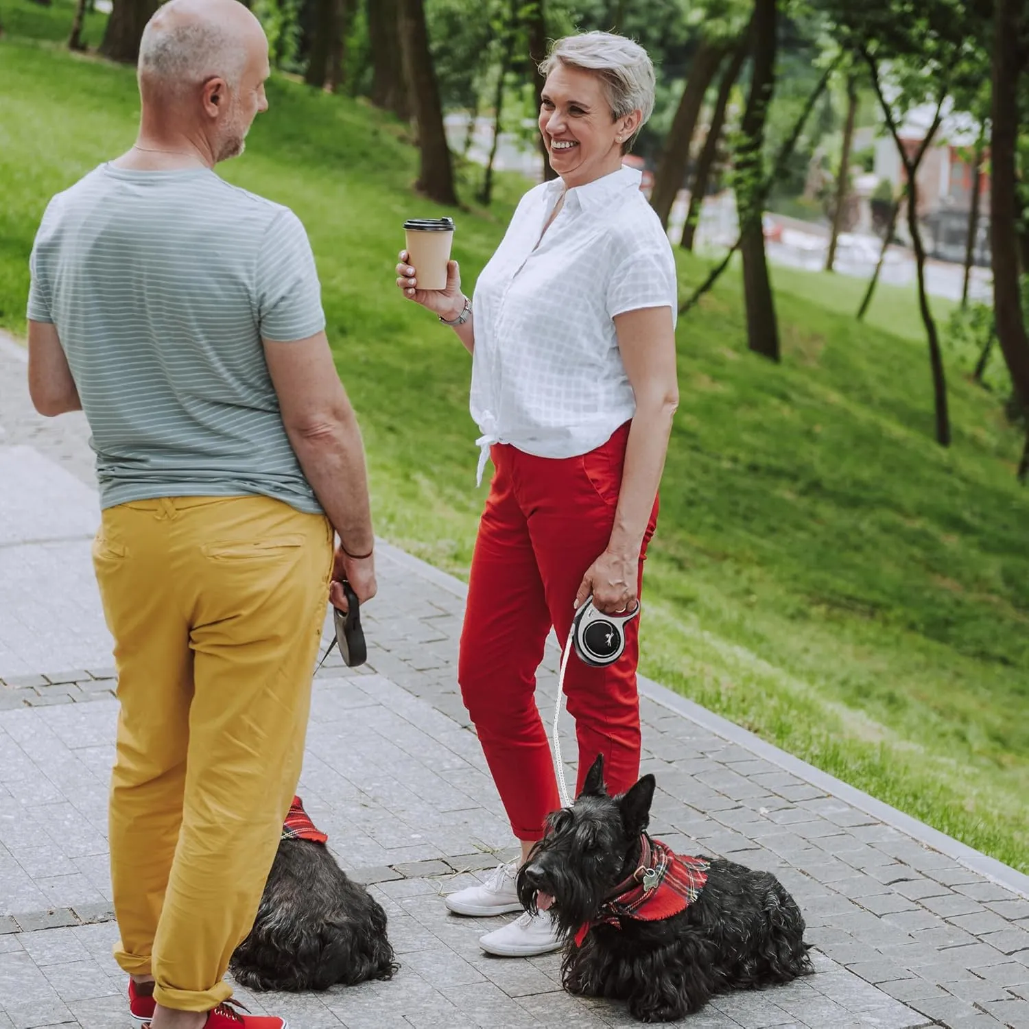 FLEXI New Comfort Tape Retractable Dog Leash for Large Dogs Upto 110 lbs.  26 ft., Nylon, Grey/Black| Tangle Free Pet Walking Leash with One-Handed Brake, Pause, Lock |German Quality Product