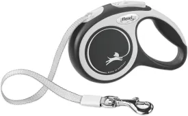 FLEXI New Comfort Tape Retractable Dog Leash for Large Dogs Upto 110 lbs.  26 ft., Nylon, Grey/Black| Tangle Free Pet Walking Leash with One-Handed Brake, Pause, Lock |German Quality Product