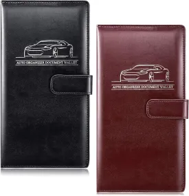 Frienda 2 Pcs Car Registration and Insurance Holder Card Document Vehicle Glove Box Organizer Driver License Leather Holder for Women Men Car Accessories(Black, Brown)