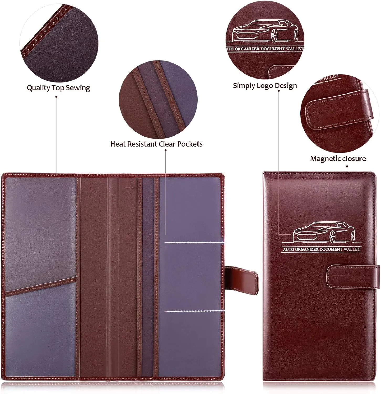 Frienda 2 Pcs Car Registration and Insurance Holder Card Document Vehicle Glove Box Organizer Driver License Leather Holder for Women Men Car Accessories(Black, Brown)