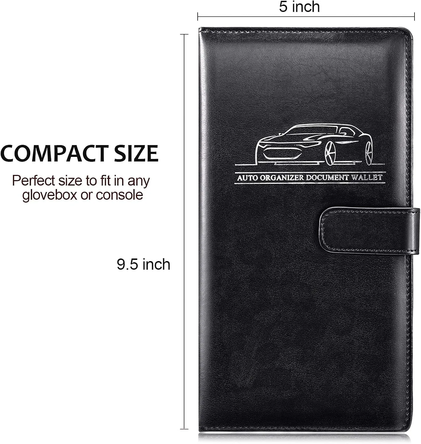 Frienda 2 Pieces Car Registration and Insurance Card Holder Magnetic Auto Registration Card Holders Vehicle Glove Box Car Organizer for Driver License Holders Leather Organizer Wallets (Black, Pink)