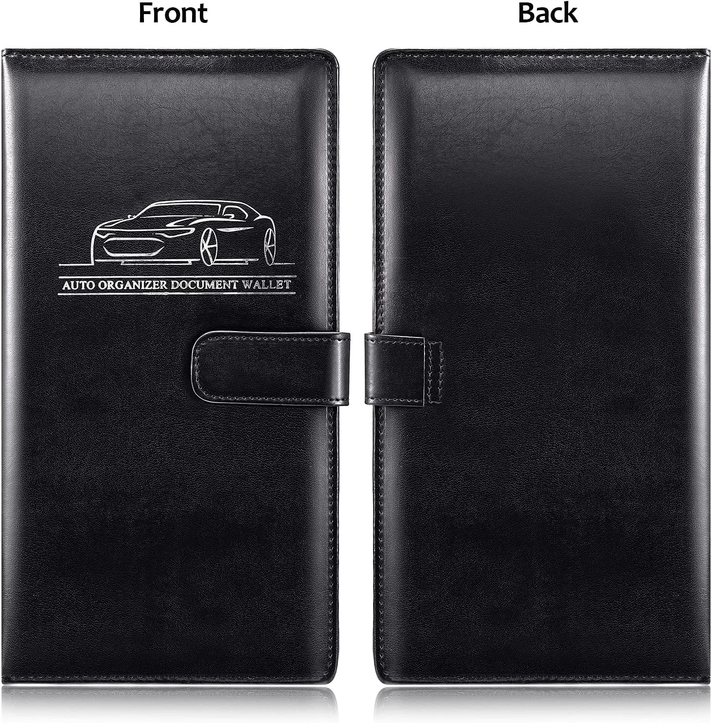 Frienda 2 Pieces Car Registration and Insurance Card Holder Magnetic Auto Registration Card Holders Vehicle Glove Box Car Organizer for Driver License Holders Leather Organizer Wallets (Black, Pink)