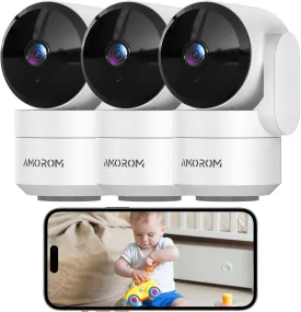 indoor Security Camera, 360 Pan/Tilt Home Security Camera for baby monitor,2-Way Audio,Night Vision,Motion Detection,Cloud & SD Card Storage,Pet Cameras Compatible with Alexa/Google,2.4GHz WiFi,3 Pack