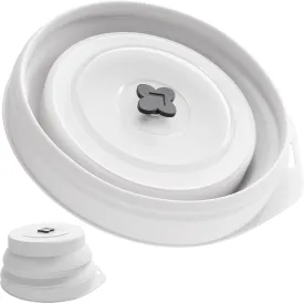 Li&Zhao Collapsible Dog Bowls - Silicone Travel Dog Bowl with Cover Lids Portable Expandable Pet Bowls Portable Water Bow for Cats Feeding Traveling Camping Hiking Walking(Grey)