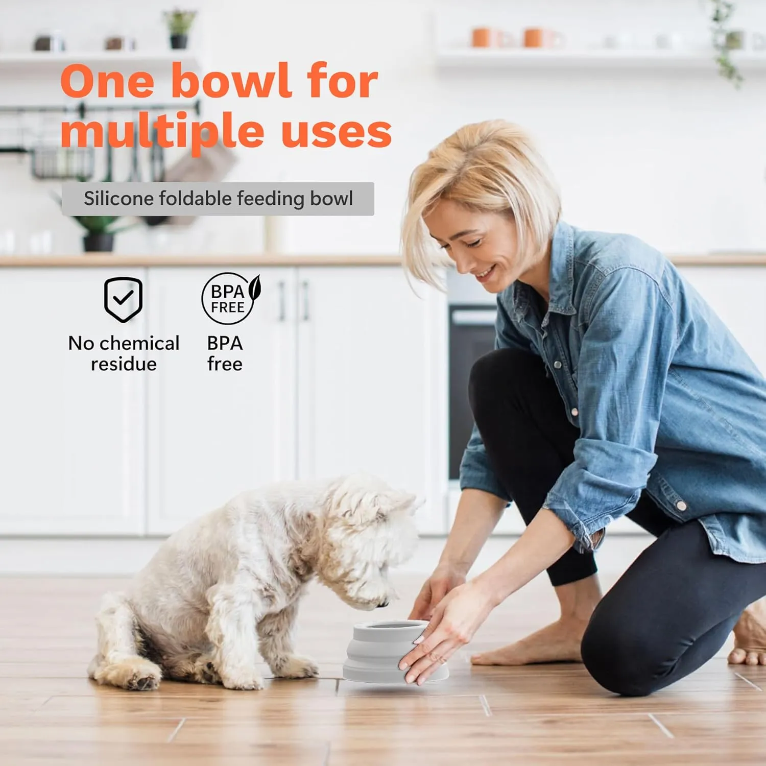 Li&Zhao Collapsible Dog Bowls - Silicone Travel Dog Bowl with Cover Lids Portable Expandable Pet Bowls Portable Water Bow for Cats Feeding Traveling Camping Hiking Walking(Grey)