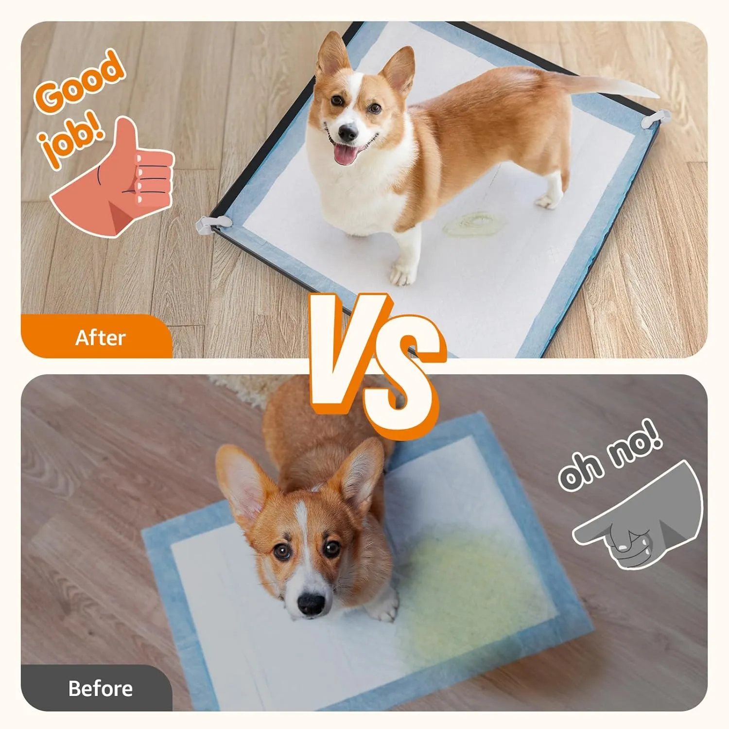 LOOBANI Dog Pee Pad Holder - Silicone Puppy Potty Tray With High Edge and 4 Clamps for Training, Fits Up to 24" x 24" Pads, Black