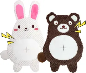LWBMG Squeaky Dog Toys 2 Pack - Crinkle Pet Toys for Boredom & Teething Puppy Snuffle Toy Rabbit & Bear