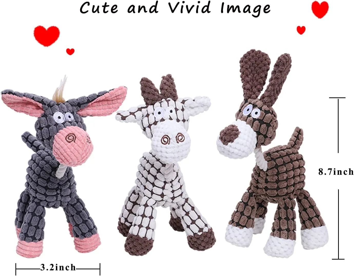 LWBMG Squeaky Dog Toys for Puppy, 3 Pack Stuffed Animal Plush Dog Toys with Squeakers, Cute Dog Toys for Teething, Dog Chew Toys for Small Medium Large Dogs