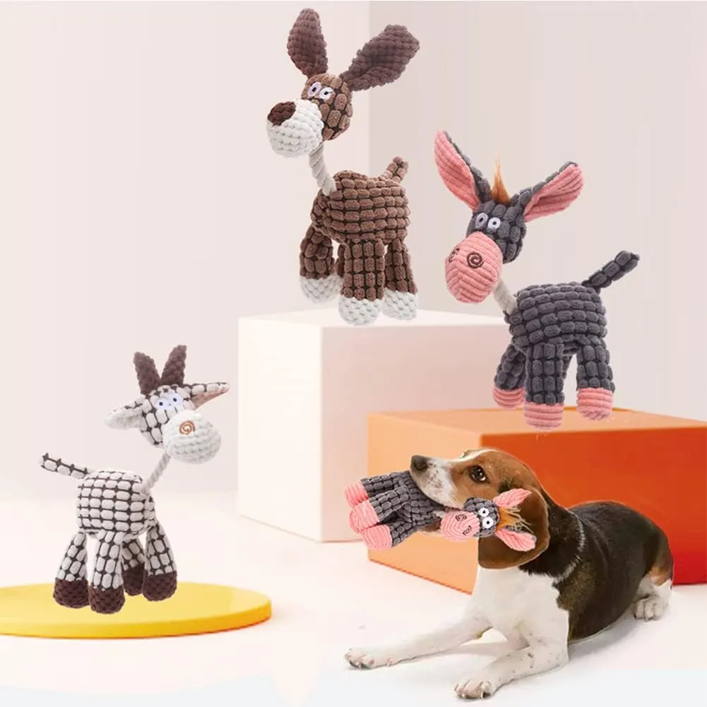 LWBMG Squeaky Dog Toys for Puppy, 3 Pack Stuffed Animal Plush Dog Toys with Squeakers, Cute Dog Toys for Teething, Dog Chew Toys for Small Medium Large Dogs