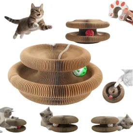 Magic Organ Cat Scratcher Board, Cardboard Cats Toy with Bell, Magic Organ Toy, Recyclable and Durable, Suitable for Indoor pet Interactive Exercise