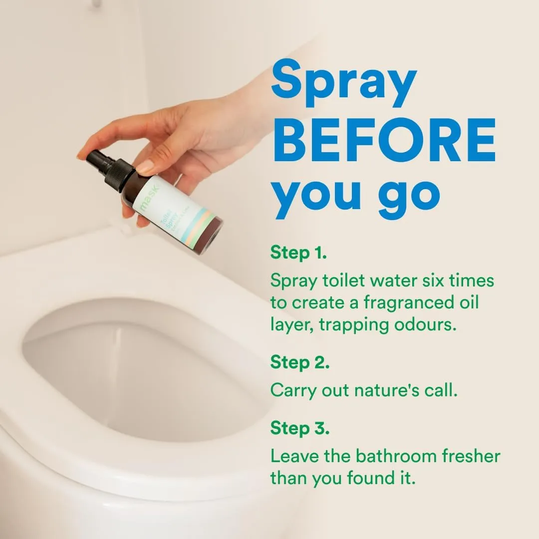 Mask - Toilet Odor Eliminator Spray, Non-Aerosol Odor Neutralizer Spray, Spritz-Before-You-Sit Travel - Traps Odors Before You Go, 2 oz, Coconut & Lime Scent, Pack of 3