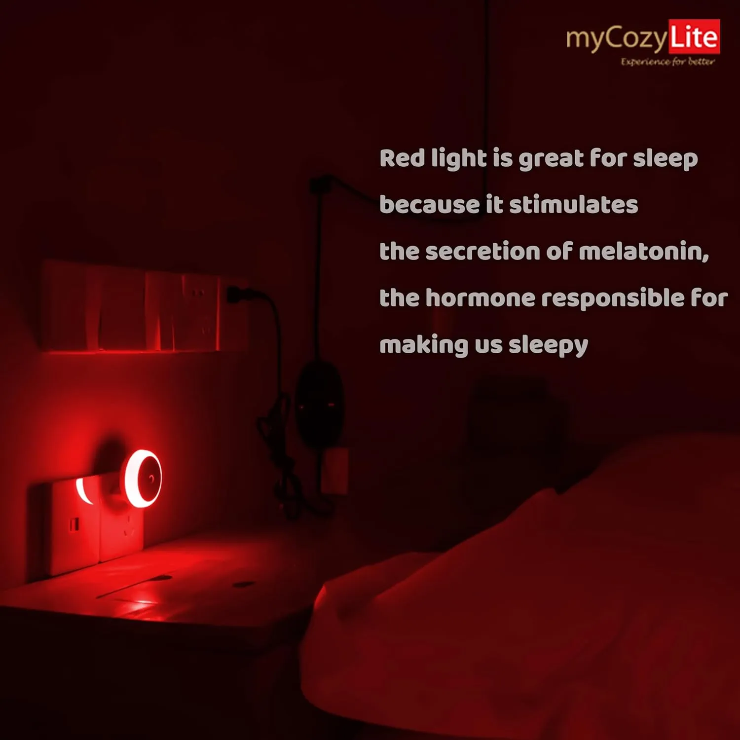 myCozyLite Red Light Night Light, 2 Pack Night Lights Plug into Wall, Dusk to Dawn Sensor, Light for Sleep, Red Light Nightlight for Bedroom, Bathroom, Kids Room, Kitchen, Hallway, Stairway, Round