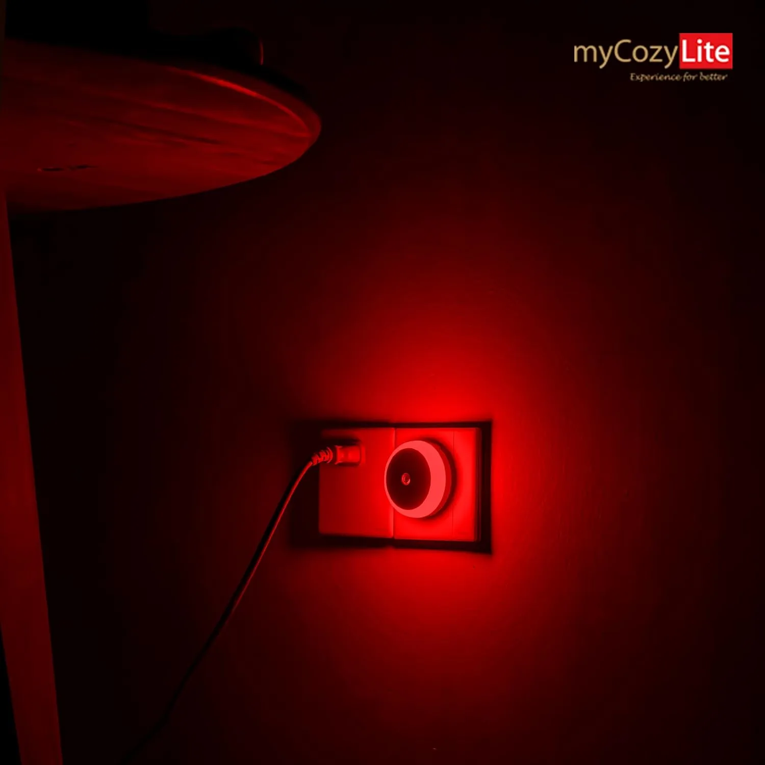 myCozyLite Red Light Night Light, 2 Pack Night Lights Plug into Wall, Dusk to Dawn Sensor, Light for Sleep, Red Light Nightlight for Bedroom, Bathroom, Kids Room, Kitchen, Hallway, Stairway, Round