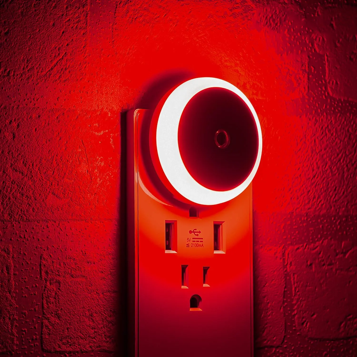 myCozyLite Red Light Night Light, 2 Pack Night Lights Plug into Wall, Dusk to Dawn Sensor, Light for Sleep, Red Light Nightlight for Bedroom, Bathroom, Kids Room, Kitchen, Hallway, Stairway, Round